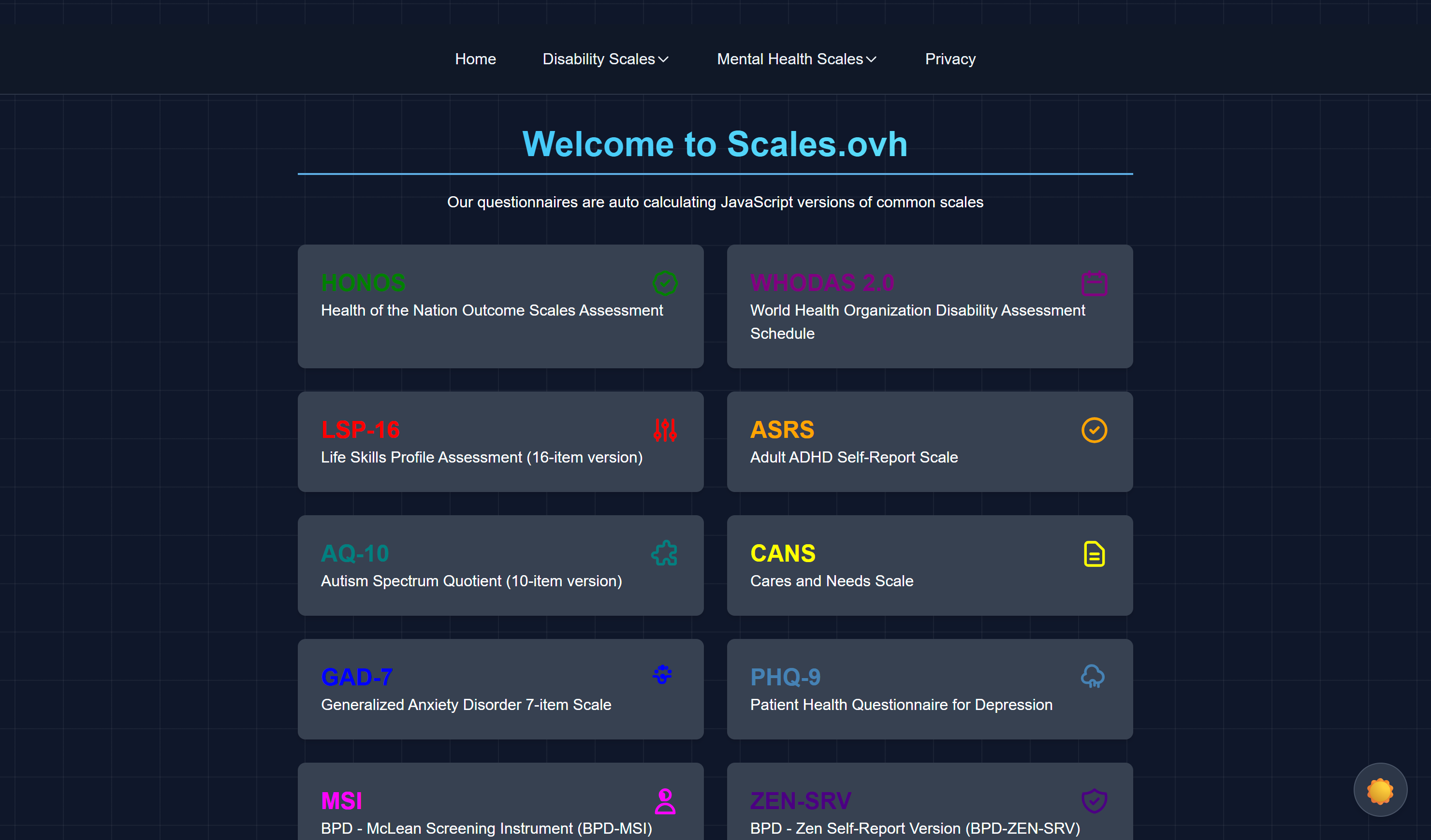 Snapshot of Scales.ovh